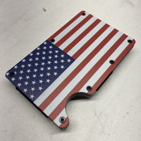 Metal Slim Patriotic American Flag RFID Blocking Wallet - Picture 4 of 4